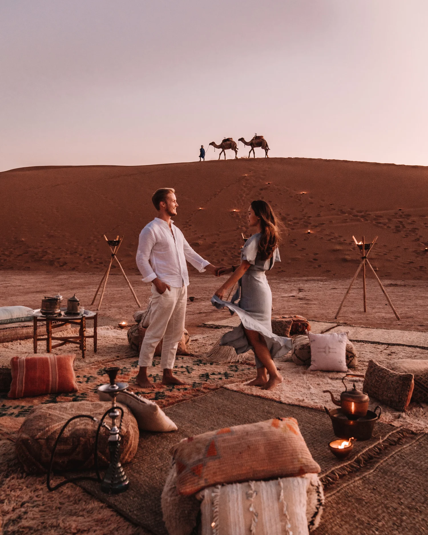 Sunset majlis with camels